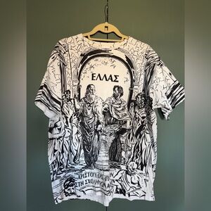 Vintage Greece black and white Aristotle t shirt size L